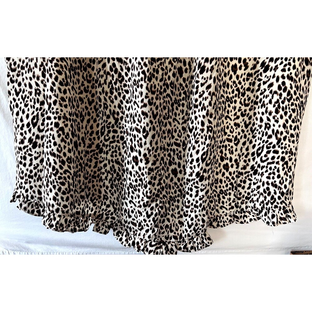 Umgee Beige Linen Blend Lagenlook Shirt Dress Animal Print Ruffle Sleeve Size XL - Picture 4 of 8